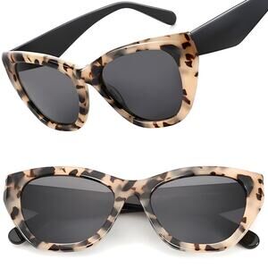 Demi Tortoise and Black Frame Black Lens Cat Eye Polarized Sunglasses for Women